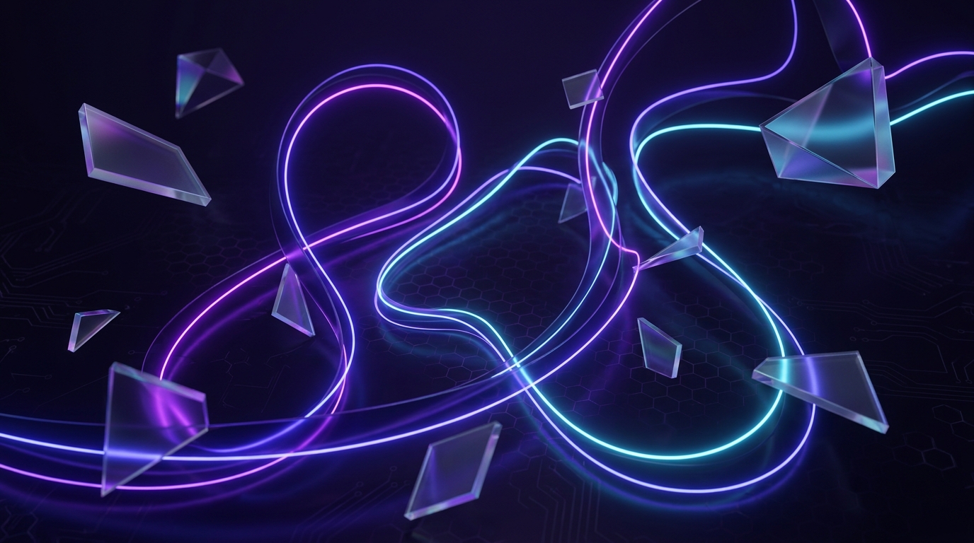 Futuristic Glowing Geometric Abstract Workspace Visualization